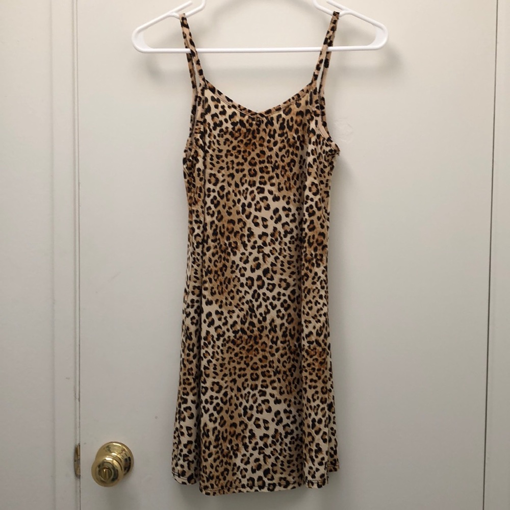 Animal print mini-dress.